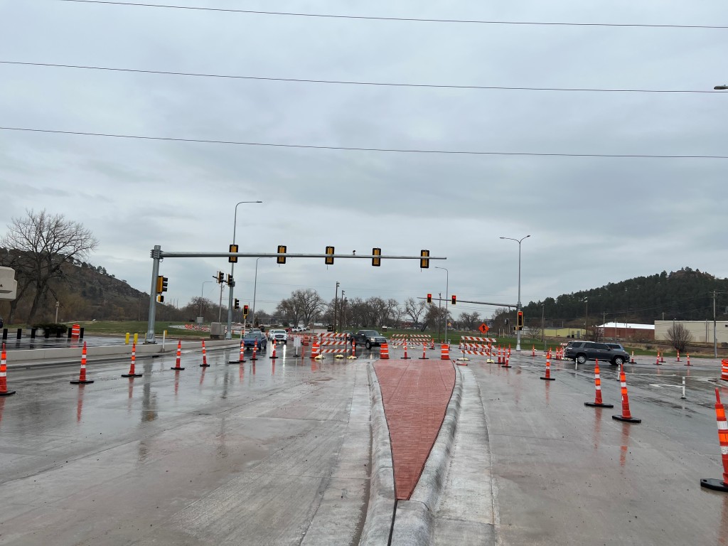 New Median in the Intersection of Omaha and Mountain View, in Rapid City, South Dakota, Wednesday, May 4, 2022.


